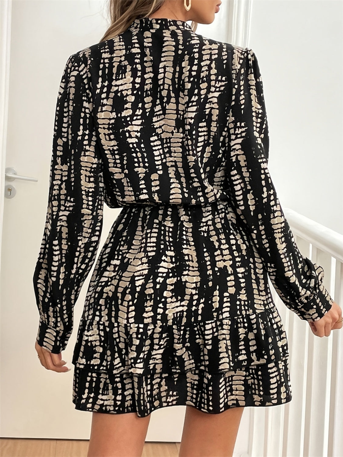 Printed Long Sleeve Mini Dress