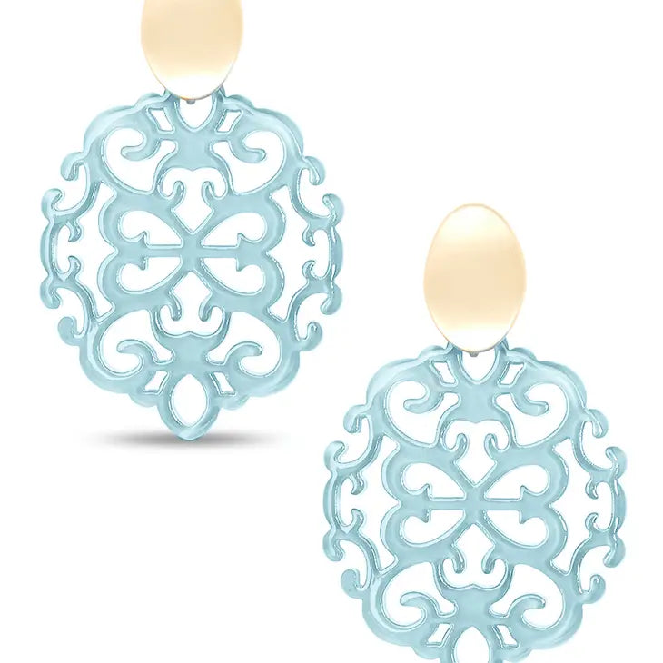 Modern Damask Pattern Resin Drop Earring