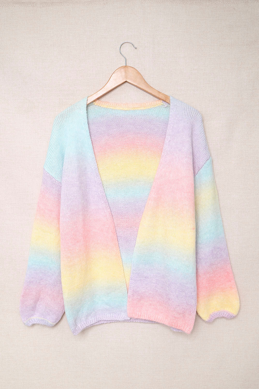 Contrast Balloon Sleeve Dropped Shoulder Cardigan