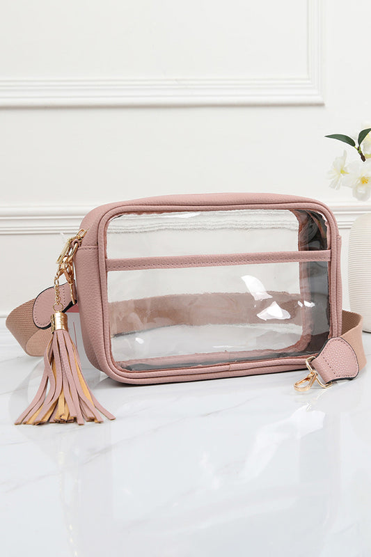 Mauve Stadium approved Clear PU CrossBody Camera Bag