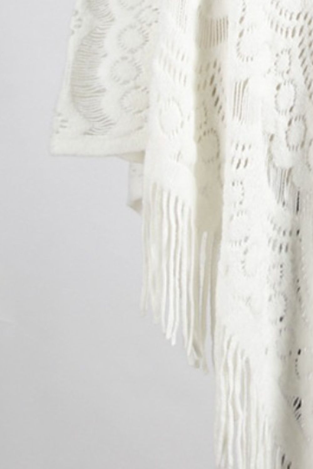 Fringe Openwork Surplice Cape Sleeve Poncho