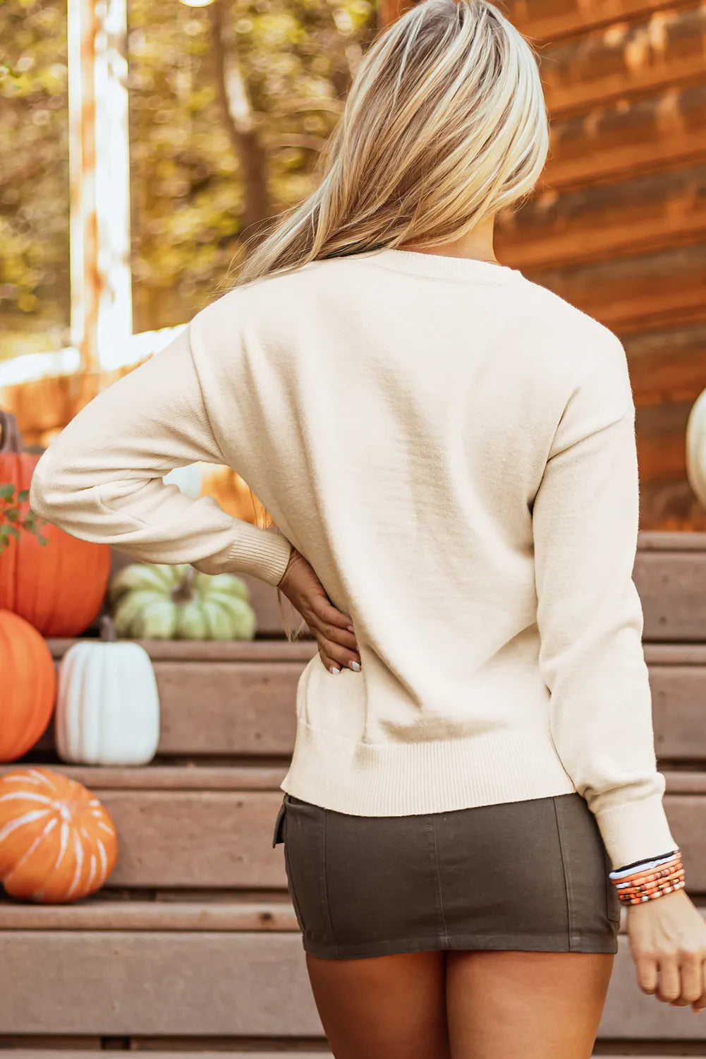 BOO Round Neck Long Sleeve Sweater