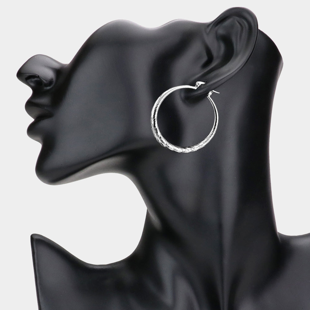 1.5” Textured Hoop Earrings