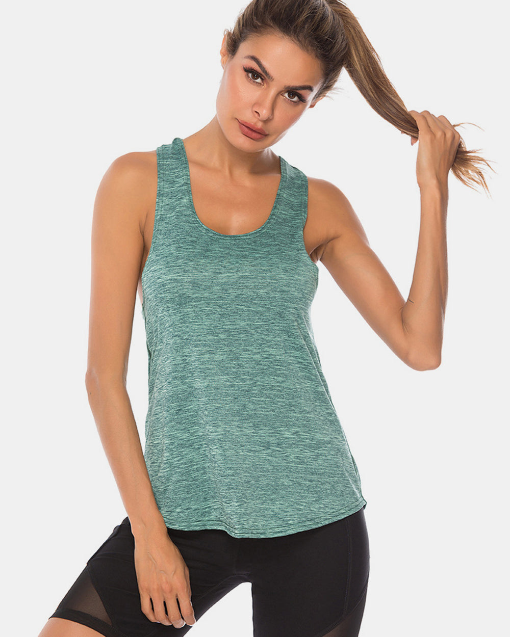 Goddess Size Scoop Neck Wide Strap Active Tank