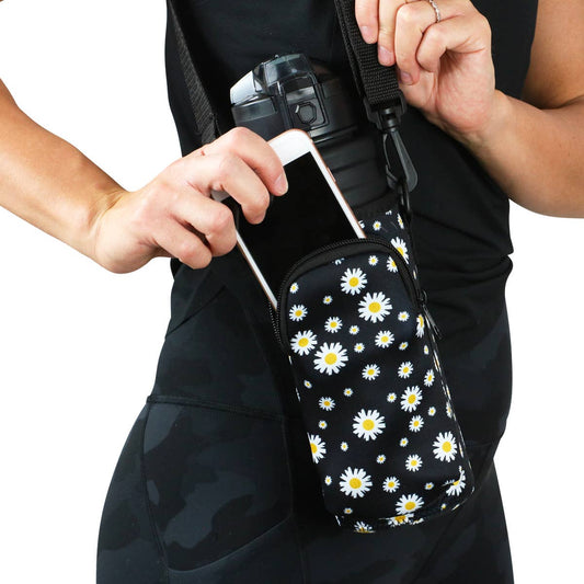 On-the-Go Neoprene Cross Body Bag | Black Daisy