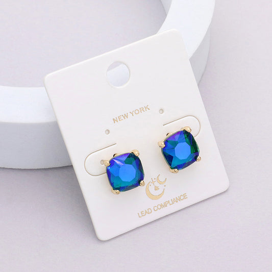 Cushion Square Stone Stud Earrings