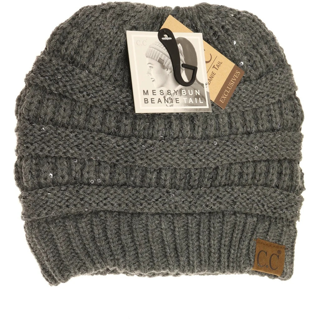 Sequin CC Beanie Tail Beanie