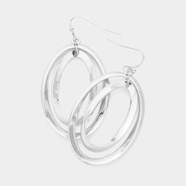 Double Open Metal Oval or Teardrop Link Dangle Earrings