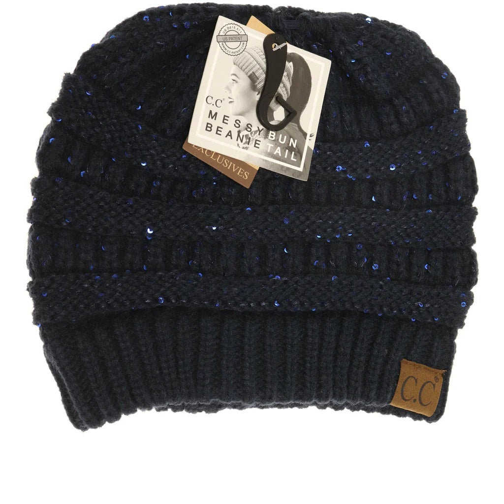 Sequin CC Beanie Tail Beanie