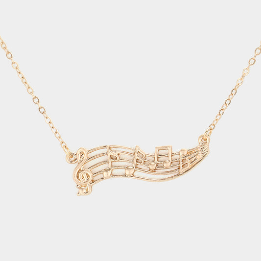 Metal Treble Clef Music Notes Pendant Necklace