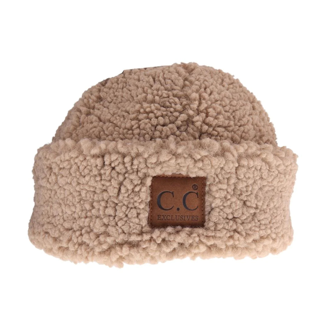 Fuzzy Lined Sherpa Cuffed C.C Beanie HAT