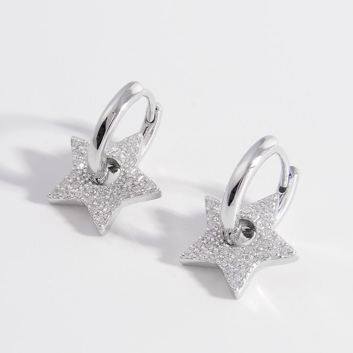 925 Sterling Silver Zircon Star Earrings