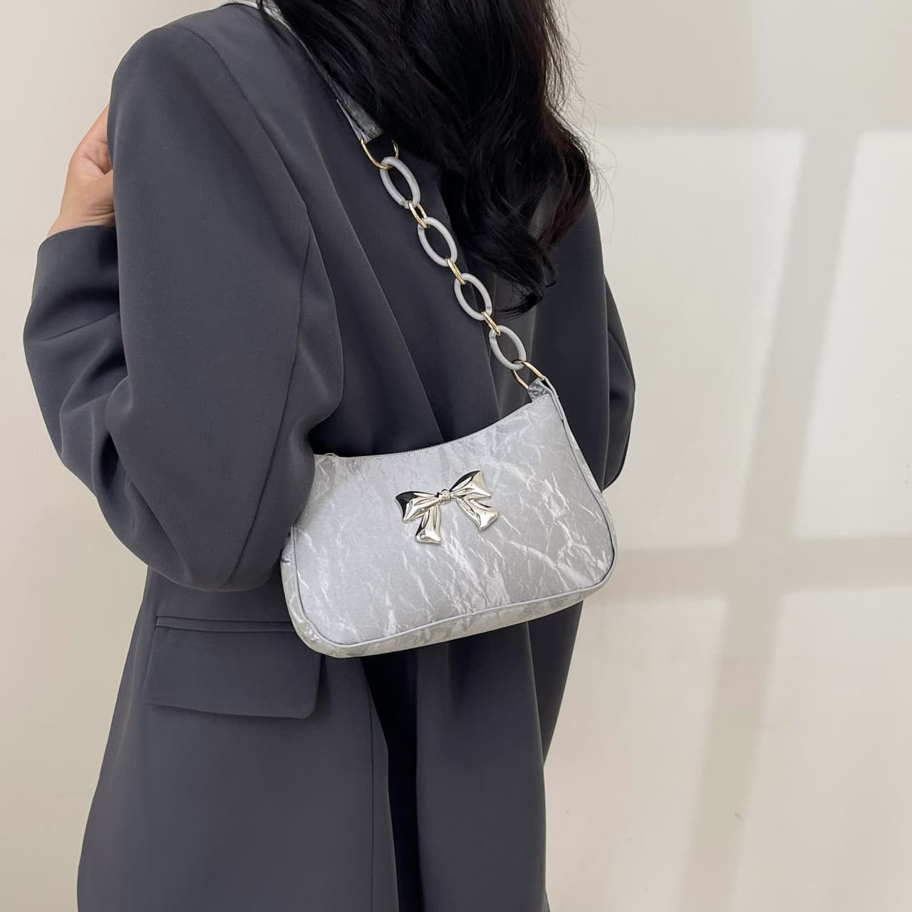 Bow PU Leather Shoulder Bag