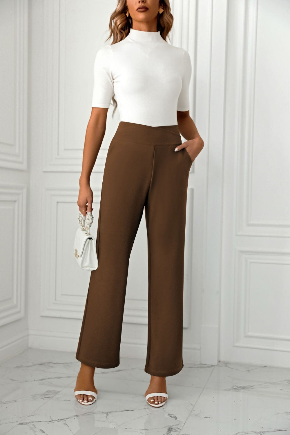 High Waist Straight Leg Pants