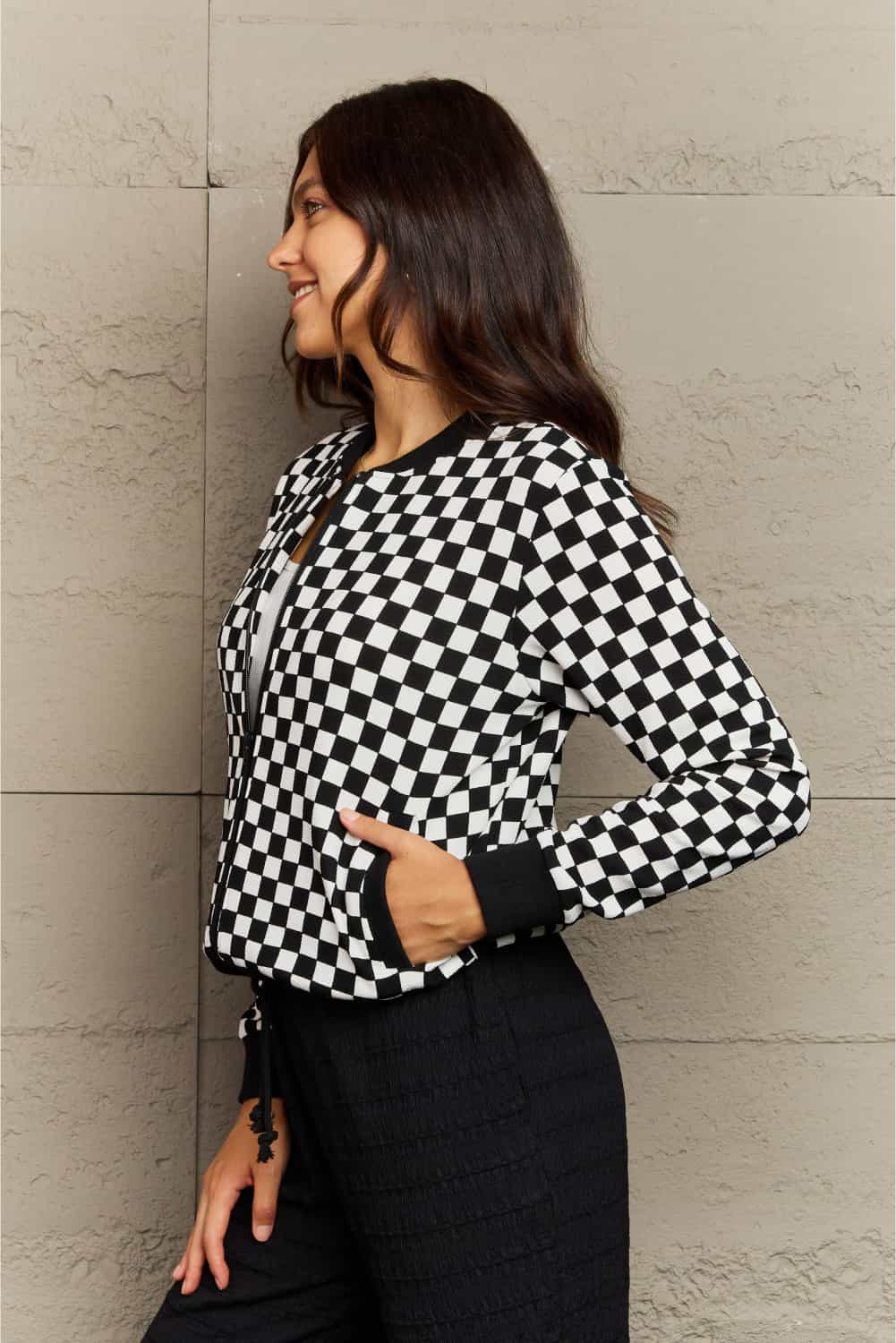 Ninexis Plaid Long Sleeve Jacket