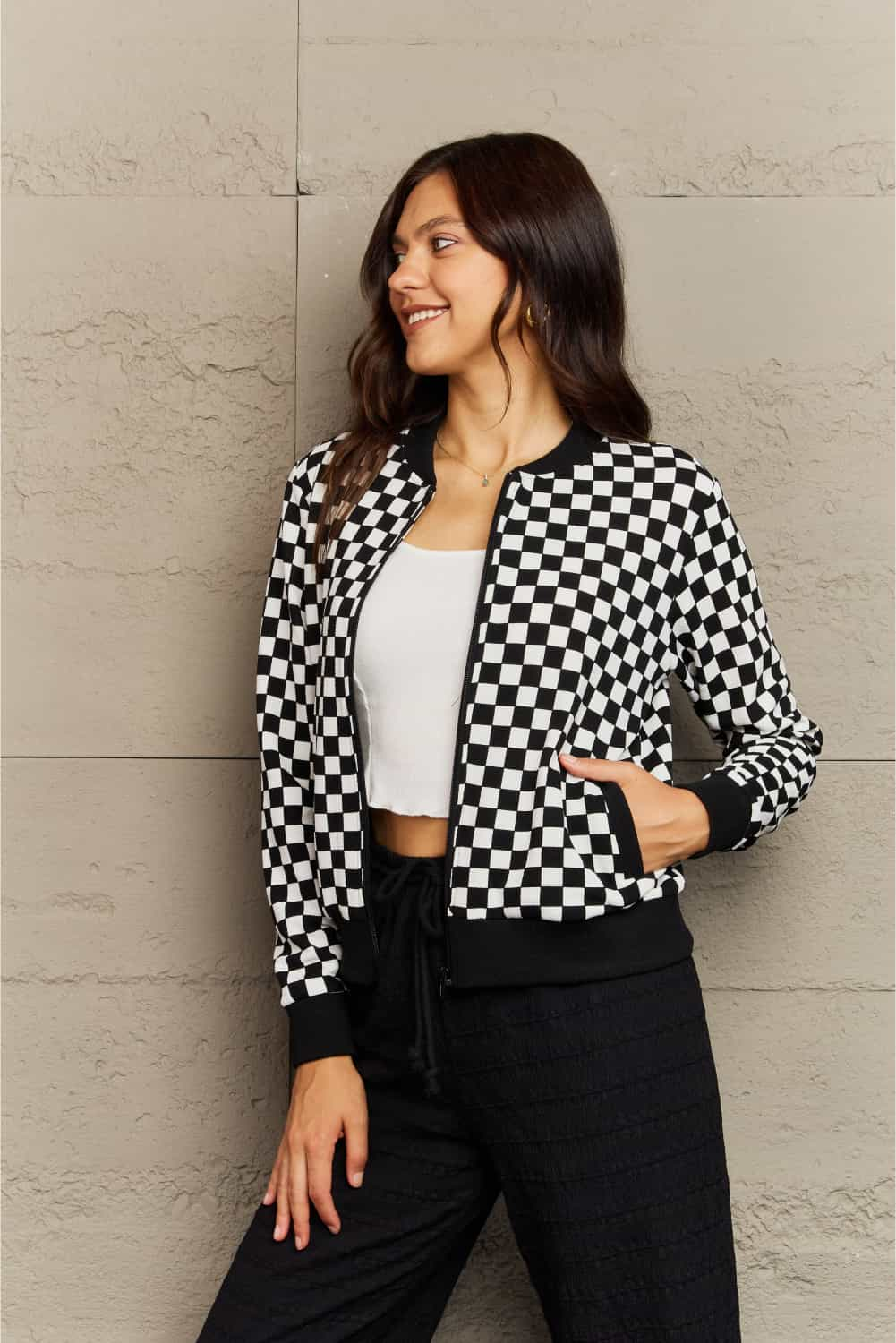 Ninexis Plaid Long Sleeve Jacket