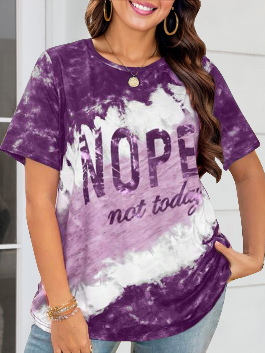 NOPE NOT TODAY Round Neck Short Sleeve T-Shirt